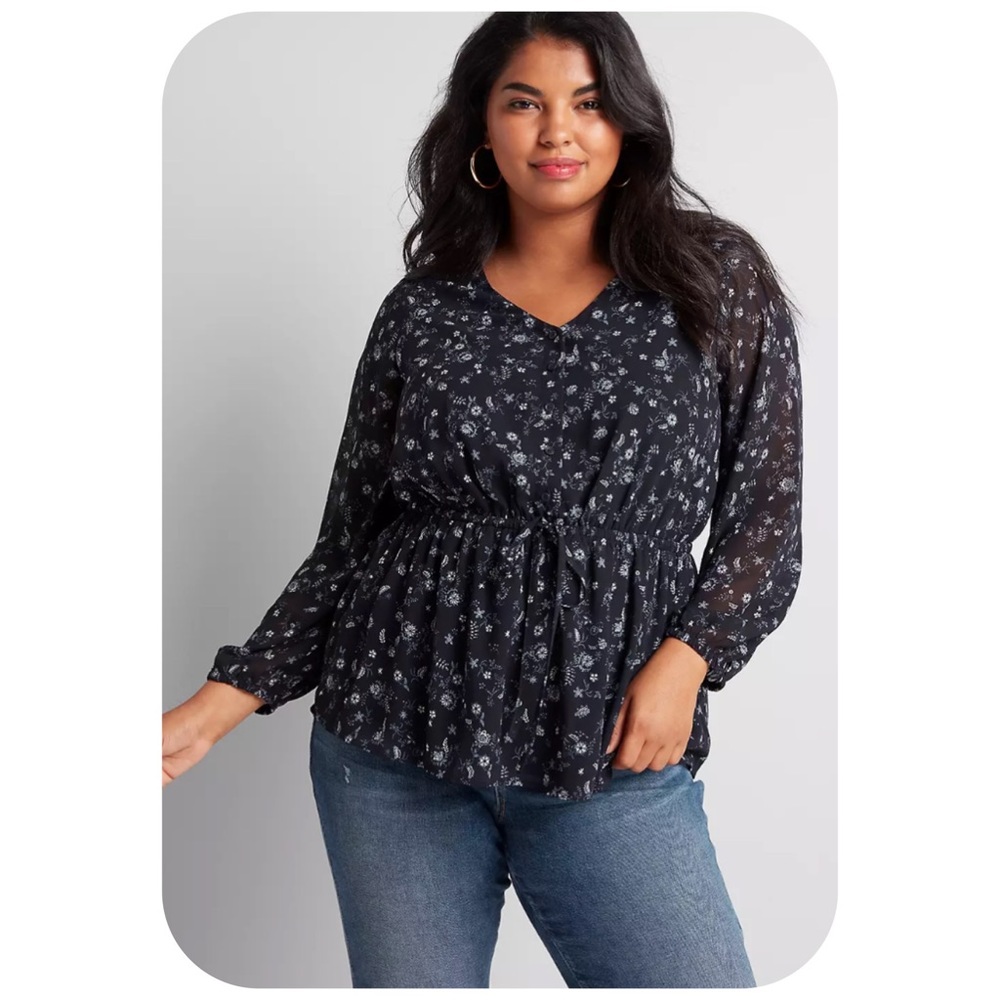 PLUS Lane Bryant long sleeve v-neck blouse